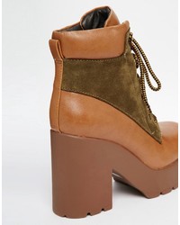 Eeight Eeight Wallis Lace Up Platform Heeled Ankle Boots