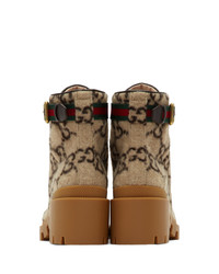 Gucci Beige Wool Gg Ankle Boots