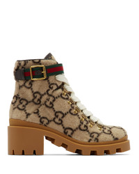 Gucci Beige Wool Gg Ankle Boots