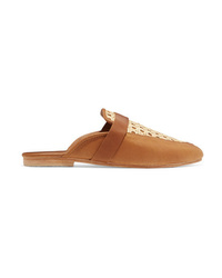 ST. AGNI Siena Leather And Rattan Slippers