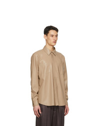 Nanushka Taupe Vegan Leather Declan Shirt