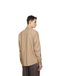 Nanushka Taupe Vegan Leather Declan Shirt