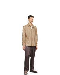 Nanushka Taupe Vegan Leather Declan Shirt