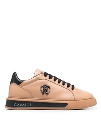 Roberto Cavalli Mirror Snake Plaque Leather Sneakers