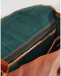 Reclaimed Vintage Leather Messenger Bag In Tan