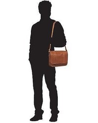 Black Rivet Vacqueta Leather Flap Over Messenger Bag Tan