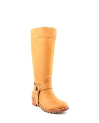 Tan Leather Mid-Calf Boots