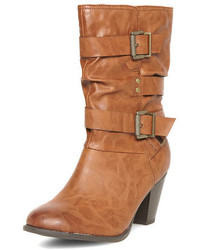 Dorothy Perkins Tan Mid Height Strappy Boots