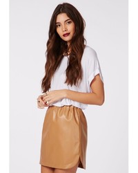 Missguided Abi Curve Hem Faux Leather Mini Skirt Camel | Where to ...