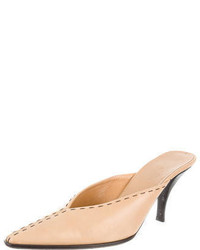 Hermes Herms Pointed Toe Leather Mules