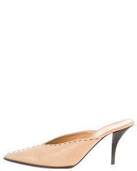 Hermes Herms Pointed Toe Leather Mules