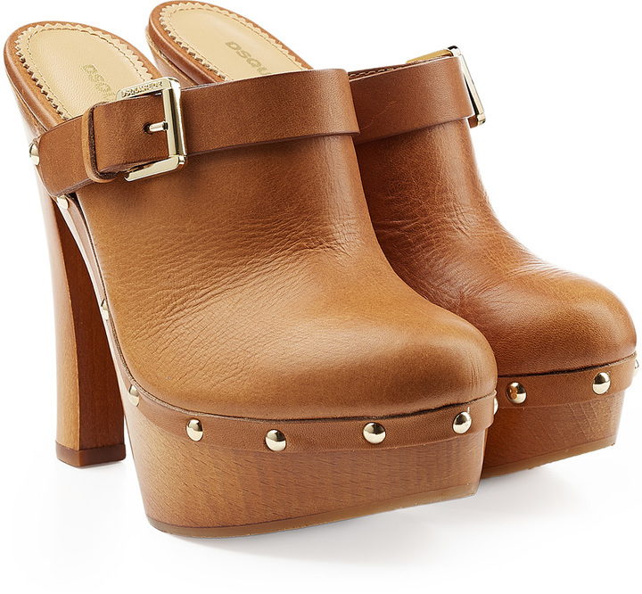 tan leather clogs