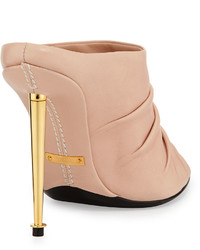 Tom Ford Ruched Leather High Heel Mule Nude