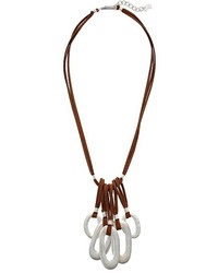 Robert Lee Morris Brown Leather And Silver Frontal Necklace Necklace