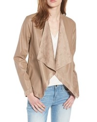BB Dakota Teagan Reversible Faux Leather Drape Front Jacket