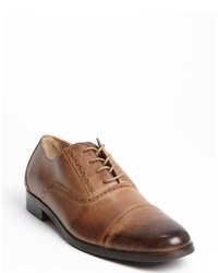 Original Penguin Brown Leather Tooled Cap Toe Lace Up Oxfords