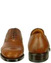 Moreschi Londra Tan Calfskin Cap Toe Oxford Shoes