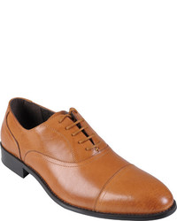 Oxford Finch Topstitched Almond Toe Leather Lace Up Oxfords