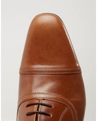 Red Tape Toe Cap Oxford Shoes In Tan Leather