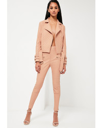 Missguided Nude Faux Leather Pants