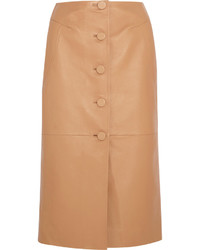 Topshop Unique Romilly Leather Skirt Camel