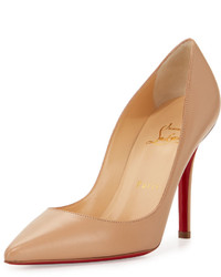 Christian Louboutin Apostrophy Pointed Red Sole Pump Nude