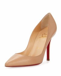 Christian Louboutin Apostrophy Pointed Red Sole Pump Nude