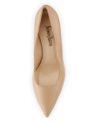 Neiman Marcus Cissy Leather Pointed Toe Pump Nude