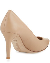 Neiman Marcus Cissy Leather Pointed Toe Pump Nude