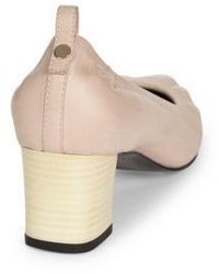 Lanvin Cube Heel Leather Ballet Pumps
