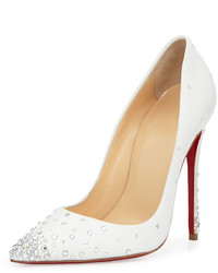 Christian Louboutin Degrastrass Leather 100mm Red Sole Pump Moonlight