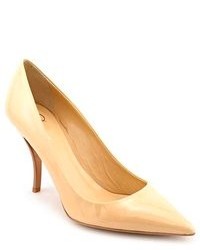 Delman Brisa Nude Patent Leather Pumps Heels Shoes