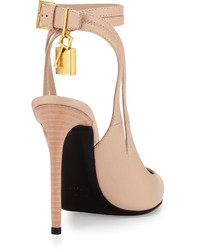 Tom Ford Leather Ankle Lock 105mm Pump Nude