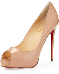 Christian Louboutin New Very Prive Patent Red Sole Pump Nude