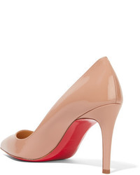 Christian Louboutin Pigalle 85 Patent Leather Pumps Beige