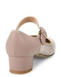 Valentino Plain Two Tone Leather Mary Jane Pumps