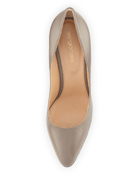 Sergio Rossi Pointed Toe Leather Pump Gray