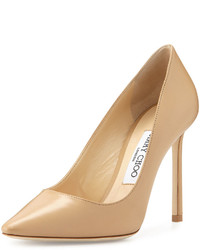 Jimmy Choo Romy Leather Pointed Toe 100mm Pump Nude