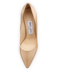 Jimmy Choo Romy Patent Pointed Toe 85mm Pump Nude