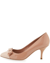 RED Valentino Scalloped Bow Patent 75mm Pump Nude