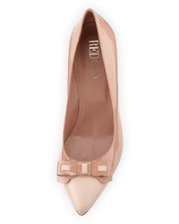 RED Valentino Scalloped Bow Patent 75mm Pump Nude
