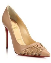 Christian Louboutin Spiked Leather Mesh Pumps
