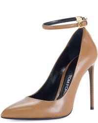 Tom Ford T Bar Leather 105mm Pump Brown