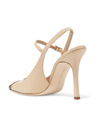 Alessandra Rich Two Tone Leather Mary Jane Slingback Pumps