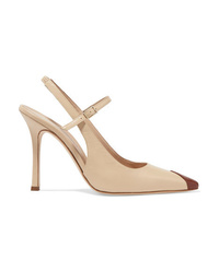 Alessandra Rich Two Tone Leather Mary Jane Slingback Pumps