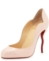 Christian Louboutin Wawy Dolly Patent Squiggly Heel Red Sole Pump Light Pink