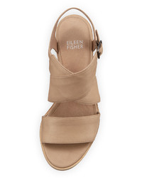 Eileen Fisher Cara Crisscross Leather Sandal Sand
