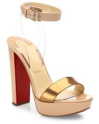 Christian Louboutin Cherry Patent Leather Pvc Ankle Strap Sandals