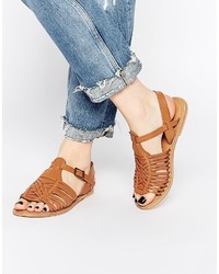 Asos Collection Forest Leather Flat Sandals