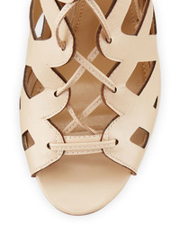Neiman Marcus Collee Laser Cut Lace Up Sandal Grezzo